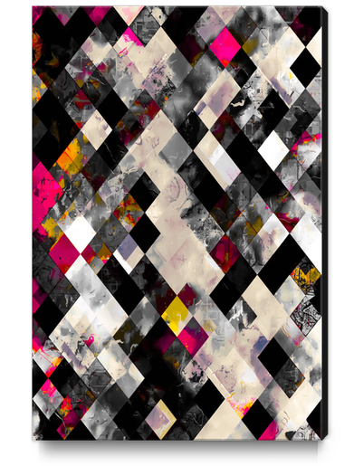 graphic design pixel geometric square pattern abstract background in pink brown black Canvas Print by Timmy333