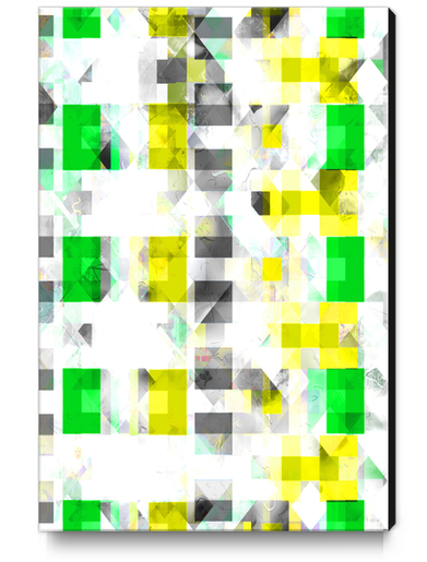 symmetry graphic design pixel geometric square pattern abstract background in green yellow Canvas Print by Timmy333