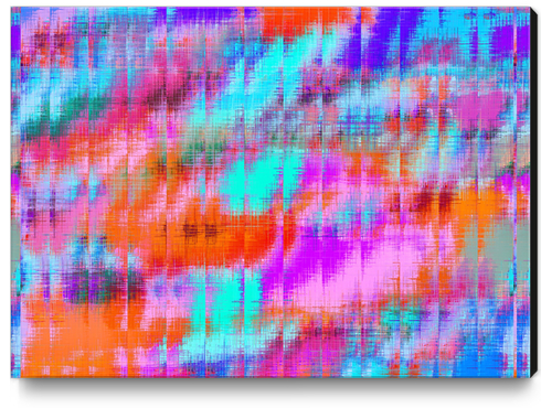 psychedelic geometric painting texture abstract background in pink blue orange purple Canvas Print by Timmy333