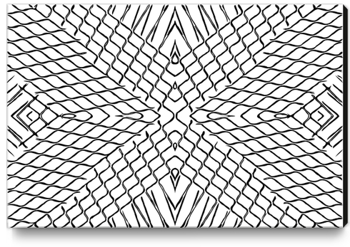 geometric symmetry line pattern abstract in black and white Canvas Print by Timmy333