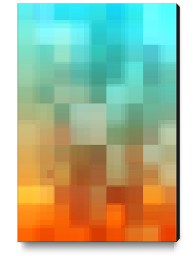 geometric pixel square pattern abstract background in blue brown Canvas Print by Timmy333