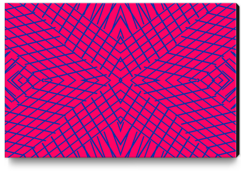 geometric symmetry line pattern abstract in pink and blue Canvas Print by Timmy333