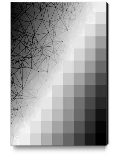 graphic design pixel geometric square pattern abstract background in black and white Canvas Print by Timmy333