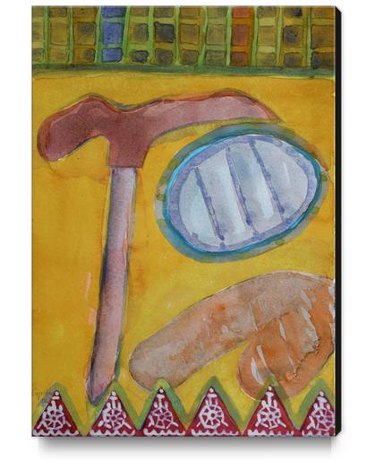 Still Life with Hammer on Yellow  Canvas Print by Heidi Capitaine