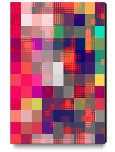 geometric pixel square pattern abstract background in red blue pink Canvas Print by Timmy333