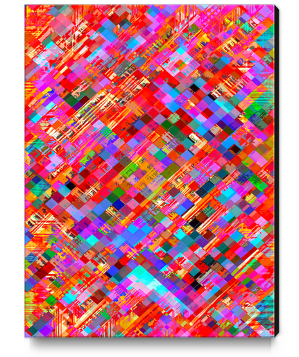 geometric square pixel pattern abstract background in pink blue purple Canvas Print by Timmy333