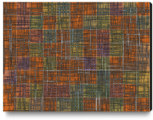 geometric square pattern abstract in orange brown green yellow Canvas Print by Timmy333