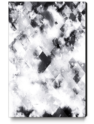 graphic design pixel geometric square pattern abstract background in black and white Canvas Print by Timmy333