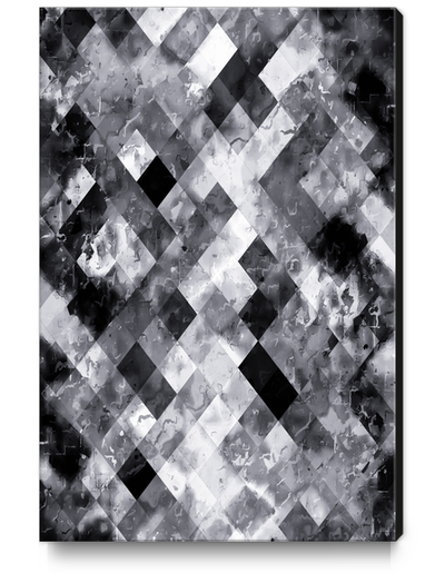 graphic design pixel geometric square pattern abstract background in black and white Canvas Print by Timmy333