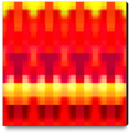 geometric symmetry art pixel square pattern abstract background in red yellow Canvas Print by Timmy333