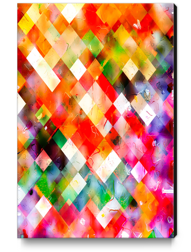 geometric pixel square pattern abstract in red purple green yellow Canvas Print by Timmy333