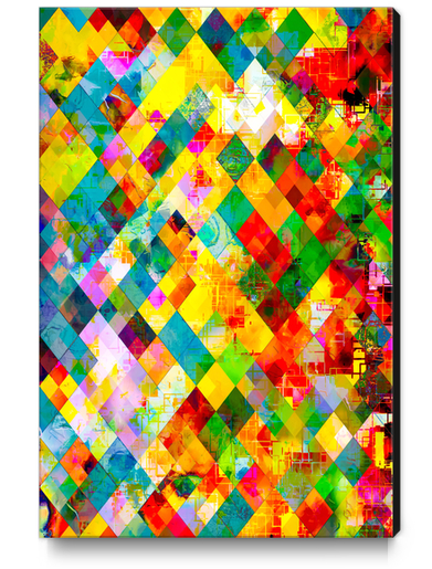 geometric pixel square pattern abstract in red blue green yellow Canvas Print by Timmy333