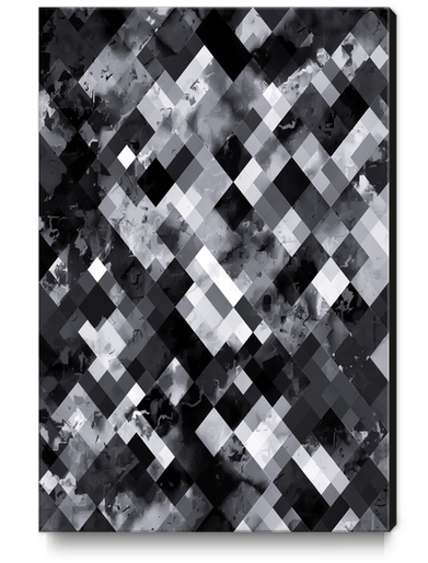 graphic design pixel geometric square pattern abstract background in black and white Canvas Print by Timmy333