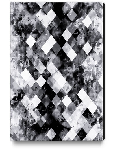 black and white geometric pixel square pattern abstract background Canvas Print by Timmy333