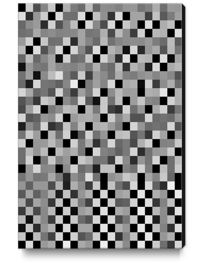 graphic design pixel geometric square pattern abstract background in black and white Canvas Print by Timmy333