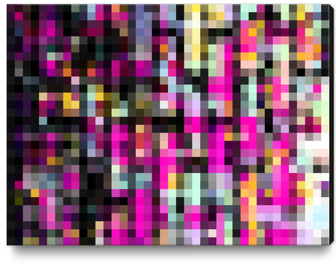 colorful geometric square pixel pattern abstract background in pink blue yellow Canvas Print by Timmy333