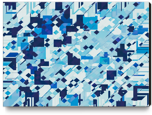 geometric square pixel pattern abstract background in blue Canvas Print by Timmy333