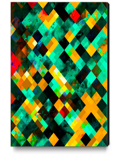 green and yellow geometric pixel square pattern abstract background Canvas Print by Timmy333