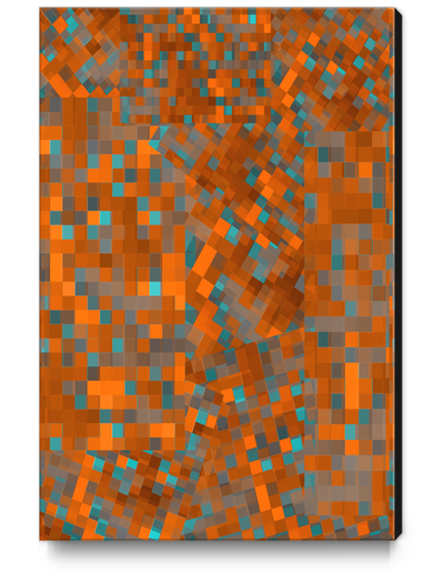 geometric pixel square pattern abstract background in orange blue Canvas Print by Timmy333