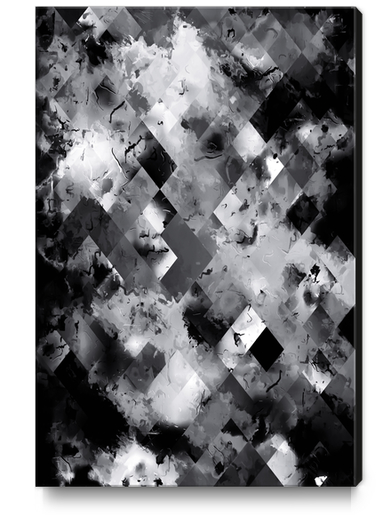 graphic design pixel geometric square pattern abstract background in black and white Canvas Print by Timmy333