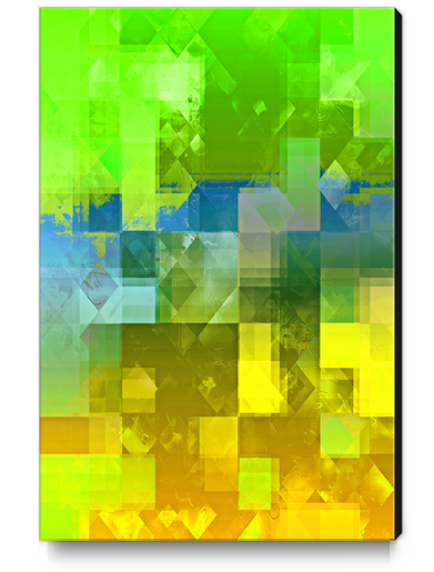 geometric pixel square pattern abstract background in green blue yellow Canvas Print by Timmy333