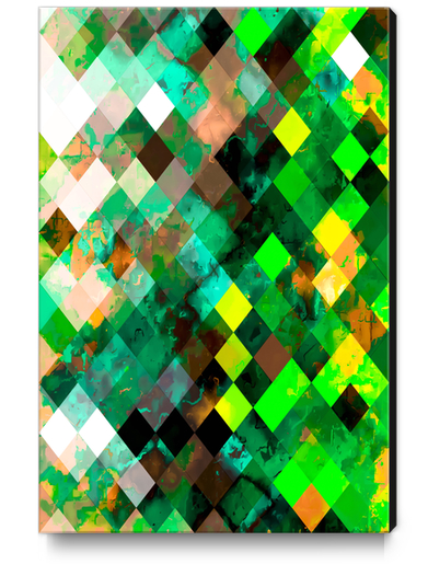 geometric pixel square pattern abstract background in green yellow Canvas Print by Timmy333