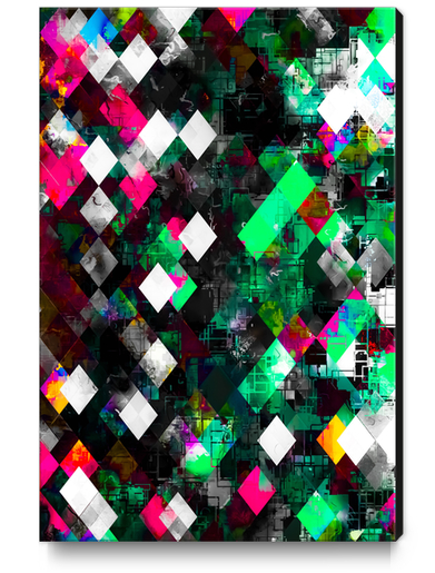 graphic design geometric pixel square pattern abstract background in green pink blue Canvas Print by Timmy333