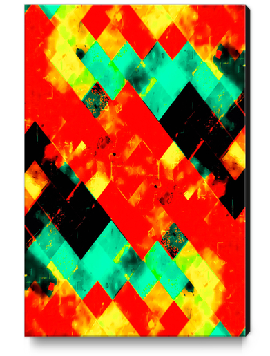 geometric square pixel pattern abstract background in red green yellow Canvas Print by Timmy333