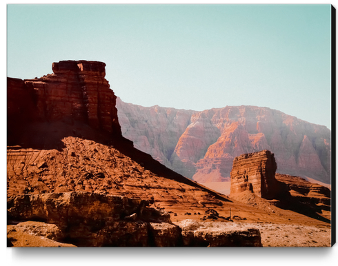 Desert and sandstone with blue sky in summer in Utah USA Canvas Print by Timmy333