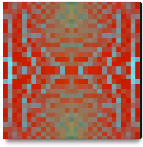 geometric symmetry art pixel square pattern abstract background in red blue Canvas Print by Timmy333