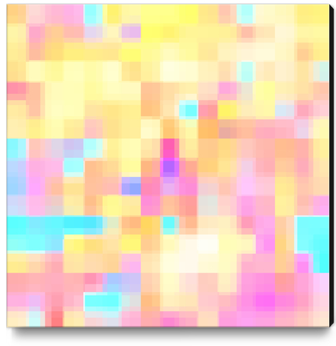 geometric pixel square pattern abstract background in pink yellow blue Canvas Print by Timmy333