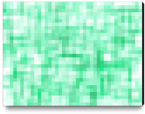 green geometric square pixel pattern abstract background Canvas Print by Timmy333