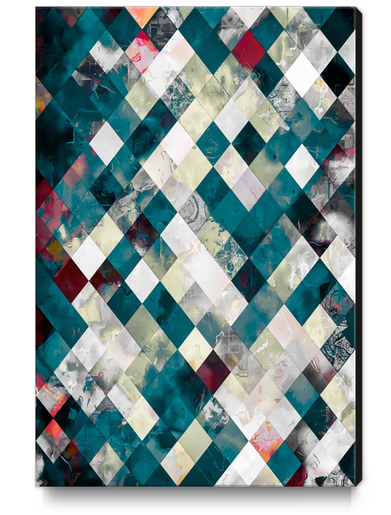 geometric pixel square pattern abstract background in blue green Canvas Print by Timmy333