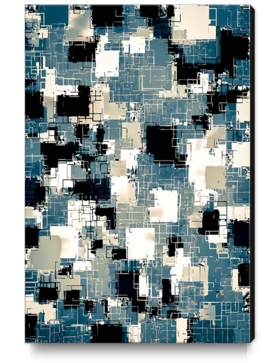 geometric pixel square pattern abstract background in blue black and white Canvas Print by Timmy333