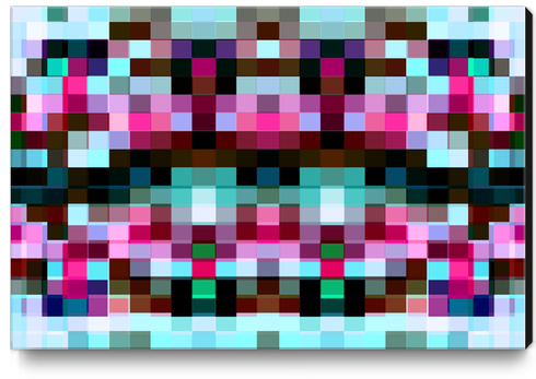 geometric symmetry pixel square pattern abstract background in pink blue Canvas Print by Timmy333