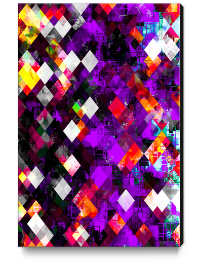 geometric pixel square pattern abstract art in purple red yellow Canvas Print by Timmy333