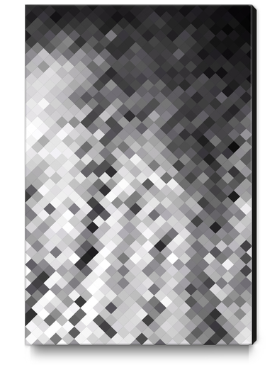 graphic design pixel geometric square pattern abstract background in black and white Canvas Print by Timmy333