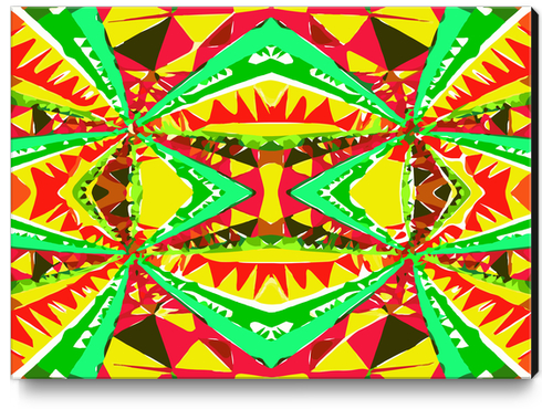 psychedelic geometric abstract pattern background in yellow red green Canvas Print by Timmy333