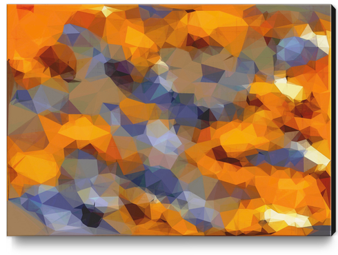 psychedelic geometric polygon abstract pattern in orange brown blue Canvas Print by Timmy333