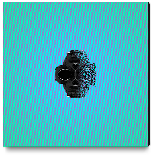 fractal black skull portrait with blue abstract background Canvas Print by Timmy333