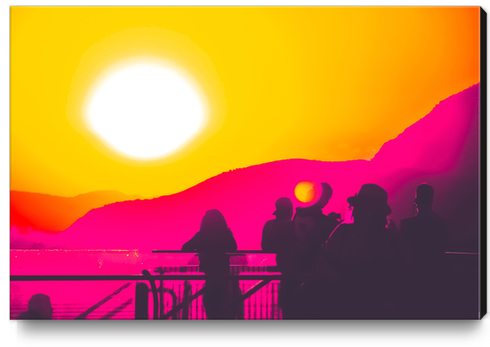 summer sunset light with mountain background Canvas Print by Timmy333