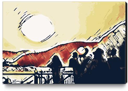 group of people watching sunset with mountain view Canvas Print by Timmy333