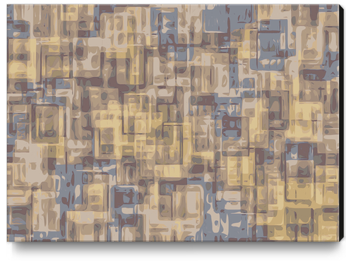 psychedelic geometric square pattern abstract in brown yellow and blue Canvas Print by Timmy333