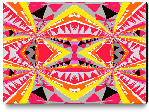 psychedelic geometric triangle polygon abstract pattern in red yellow pink black Canvas Print by Timmy333