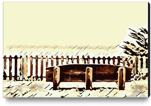 wooden bench and wooden fence at the beach Canvas Print by Timmy333