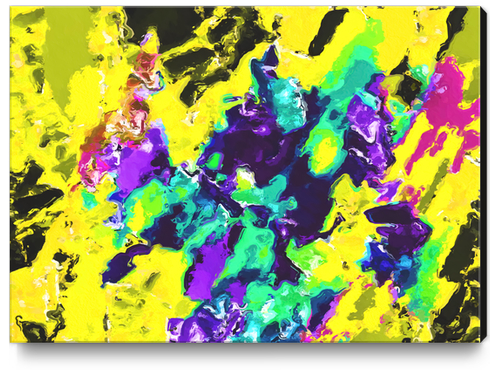 psychedelic splash painting abstract texture in yellow blue green purple Canvas Print by Timmy333