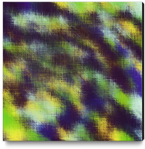 yellow green blue and brown plaid pattern background Canvas Print by Timmy333