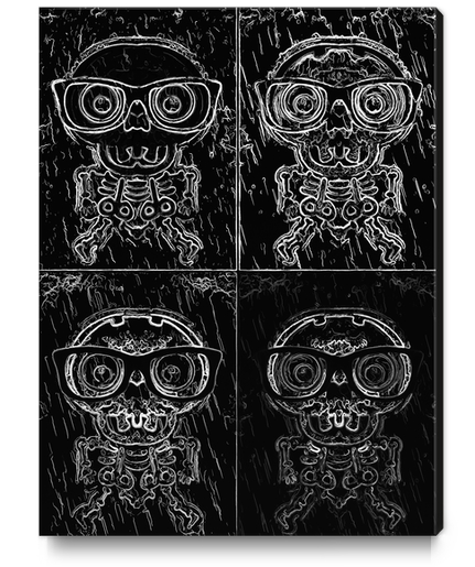 funny skull and bone with glasses in black and white Canvas Print by Timmy333