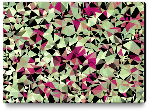 geometric triangle pattern abstract in green pink black Canvas Print by Timmy333