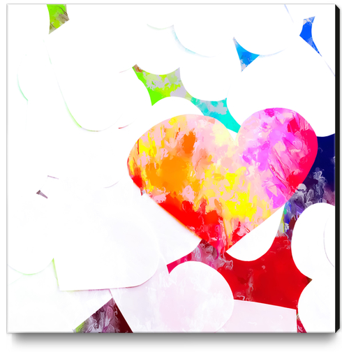 heart shape pattern with red pink blue yellow orange painting abstract background Canvas Print by Timmy333